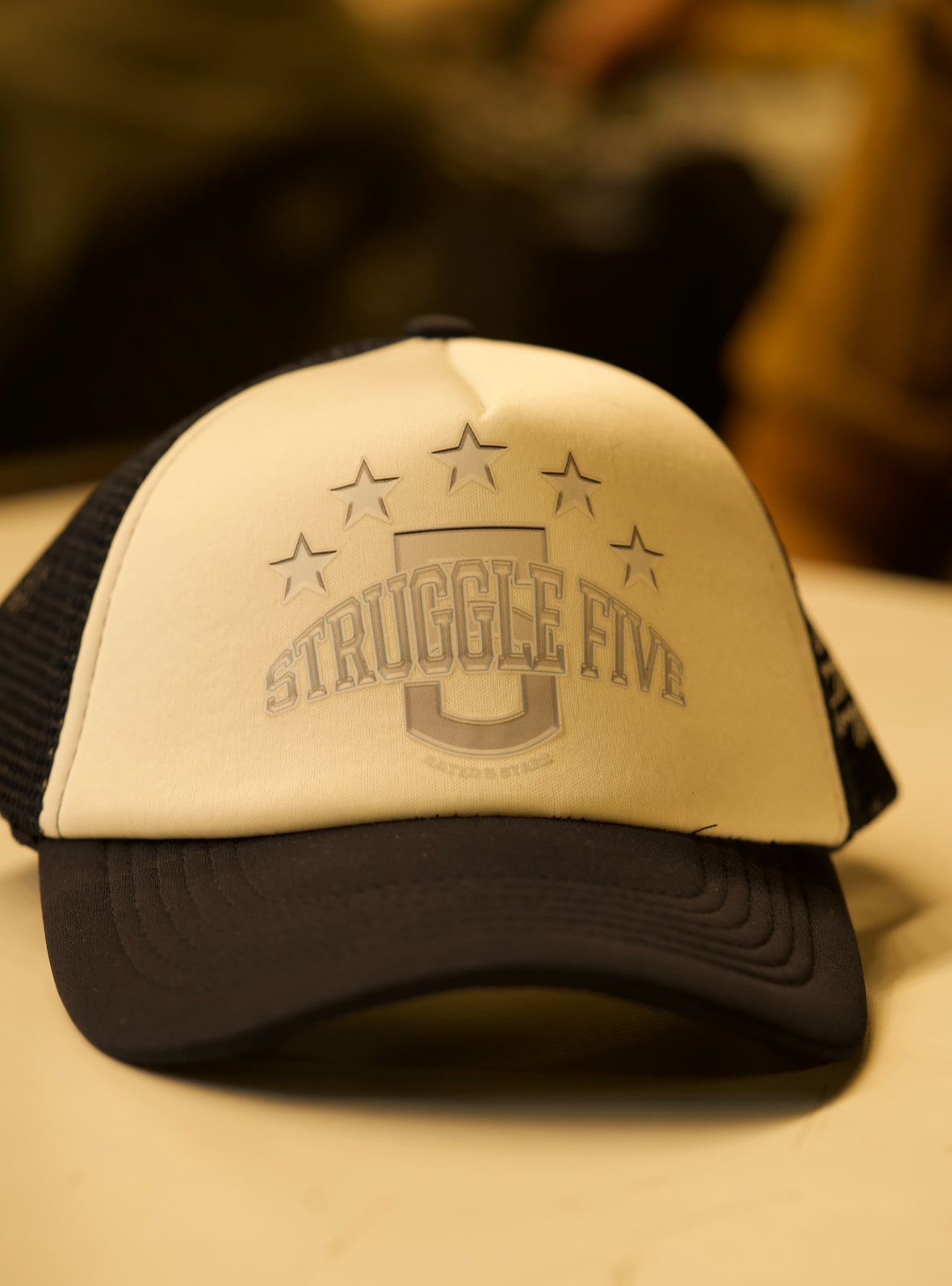 Navy Rated 5 Stars Trucker Hat